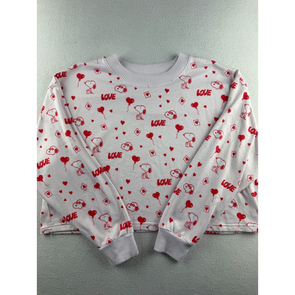 American Eagle AE Lounge Snoopy Peanuts Heart Love Cropped Sweatshirt Pink M